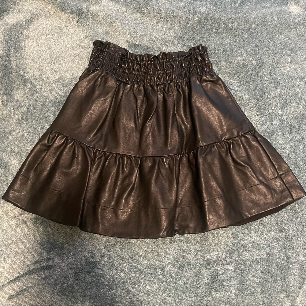Anthropologie The Somerset‎ Mini Skirt Faux Leather Edition Black size XS NWT